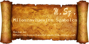 Miloszavlyevits Szabolcs névjegykártya